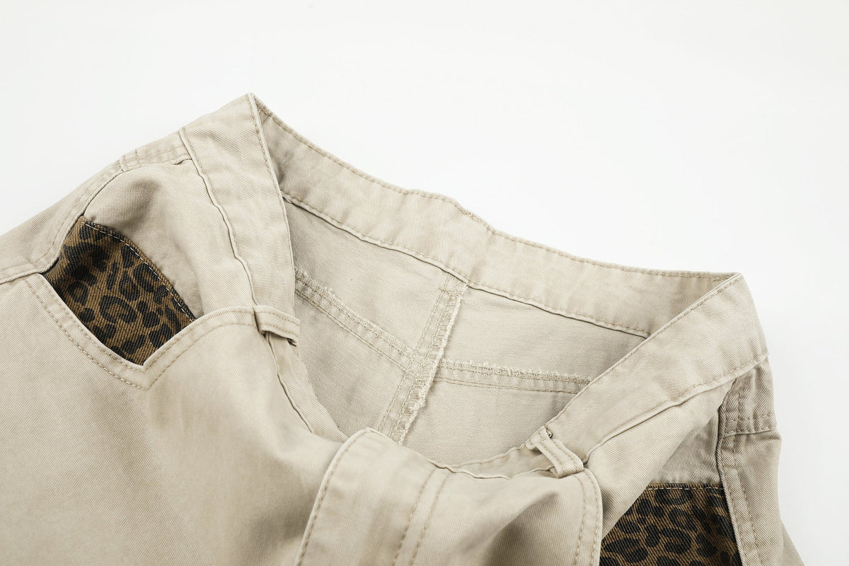 DAXUEN dark grey leopard print wide-leg balloon pants