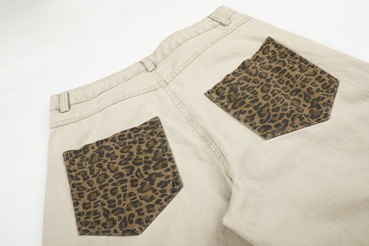 DAXUEN dark grey leopard print wide-leg balloon pants
