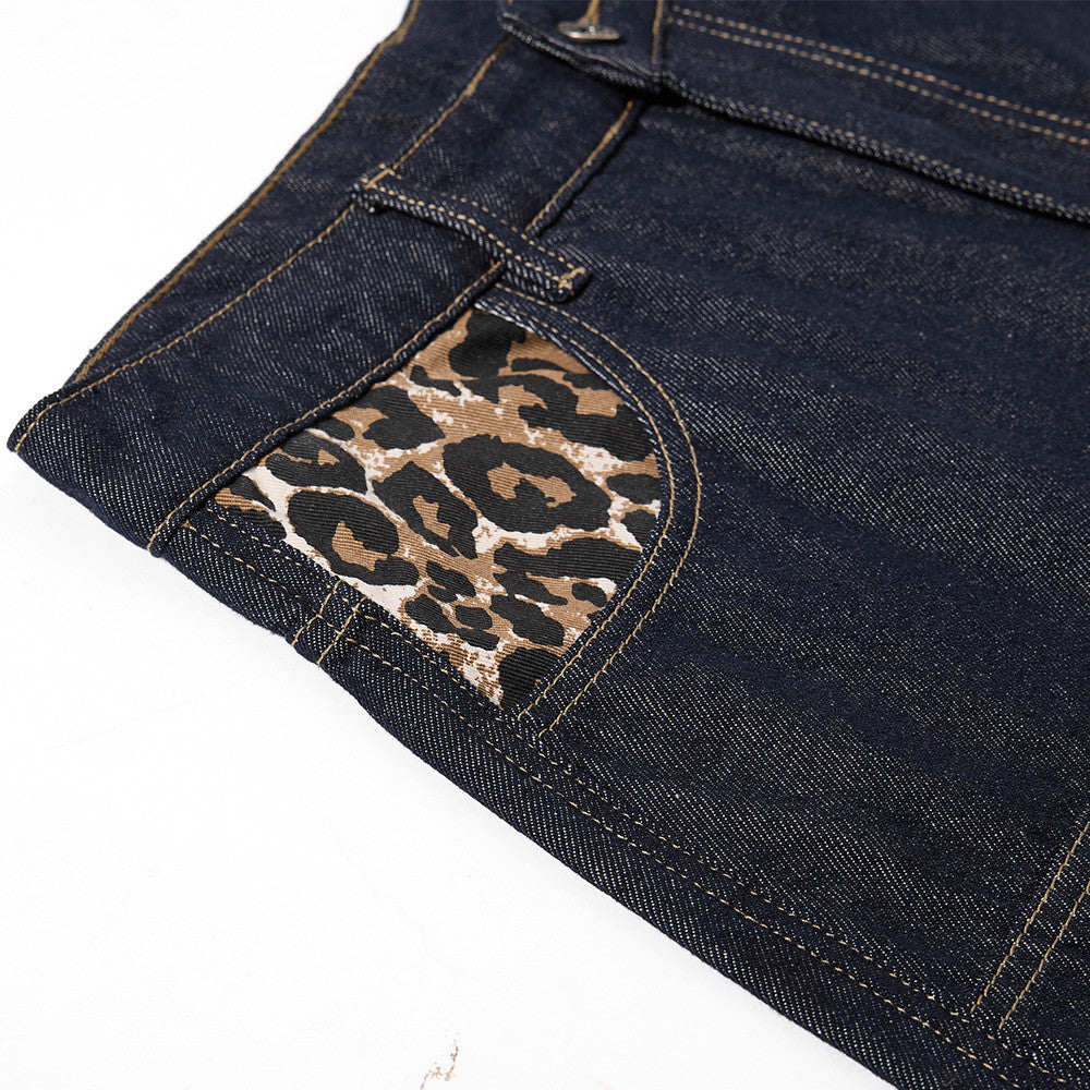 Leopard Star Patch Baggy Jeans