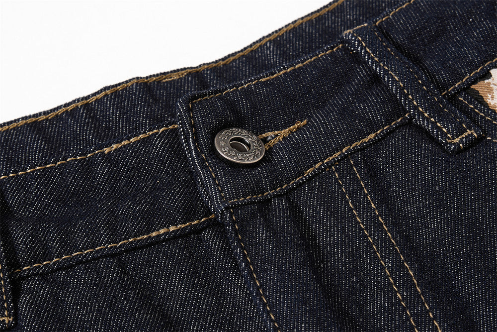 Leopard Star Patch Baggy Jeans