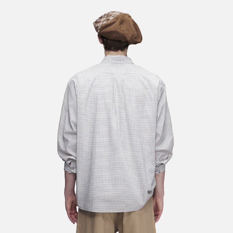 Light Beige Oversized Grid Shirt