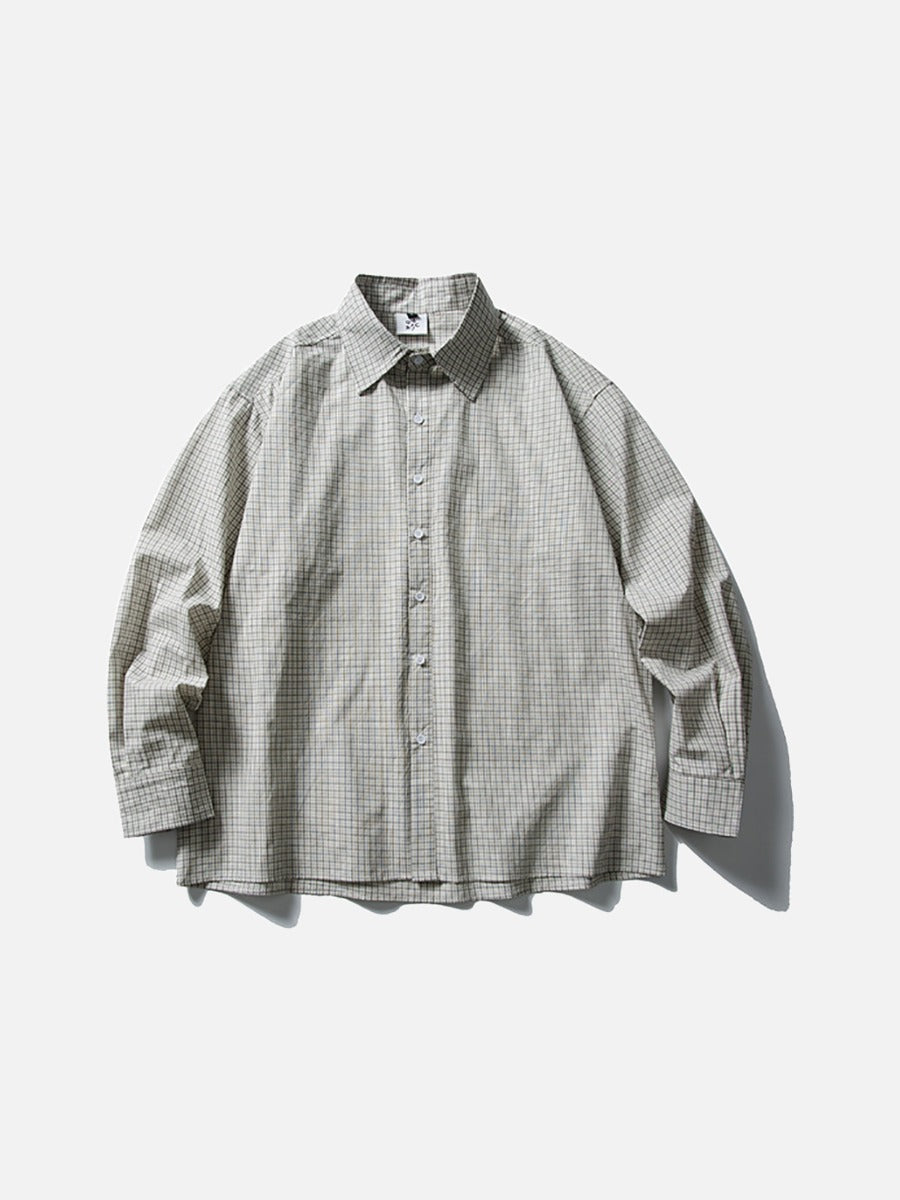 Light Beige Oversized Grid Shirt