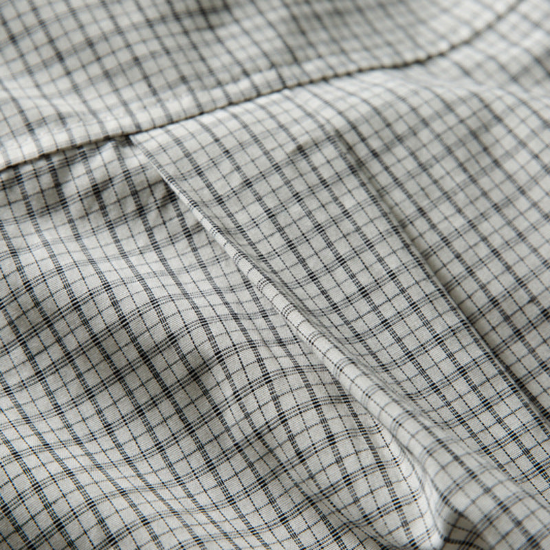 Light Beige Oversized Grid Shirt
