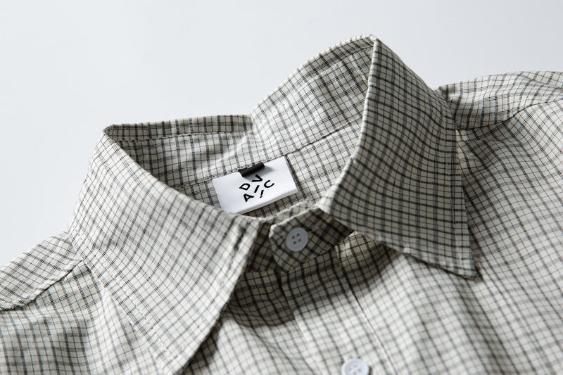 Light Beige Oversized Grid Shirt