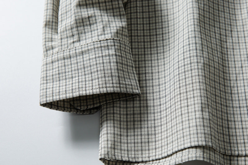 Light Beige Oversized Grid Shirt