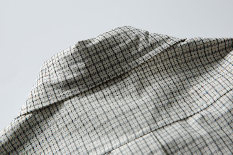 Light Beige Oversized Grid Shirt