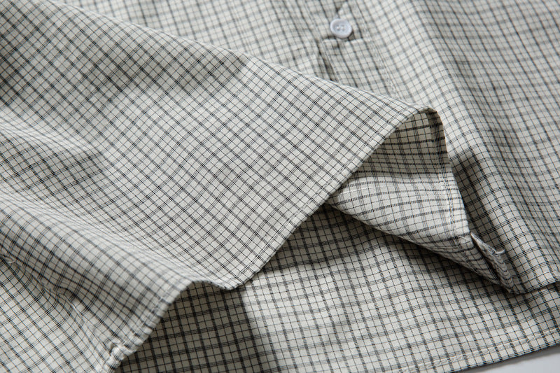 Light Beige Oversized Grid Shirt