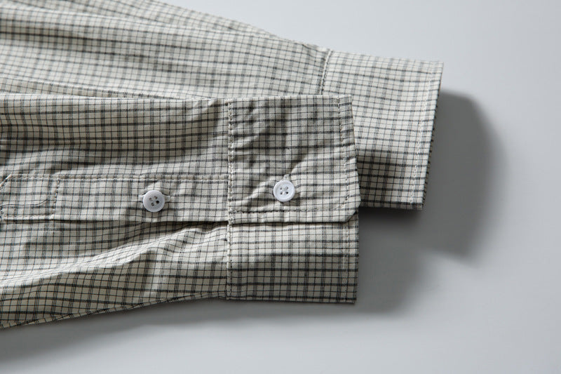 Light Beige Oversized Grid Shirt