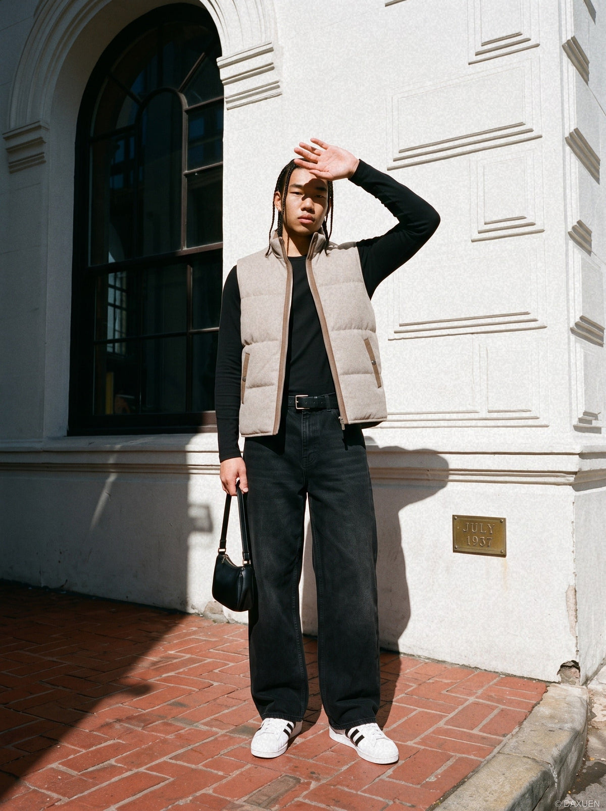 Light Beige Stand-Collar Puffer Vest