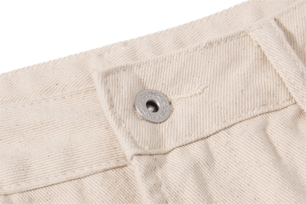 Light Beige Wide-Leg Flared Trousers