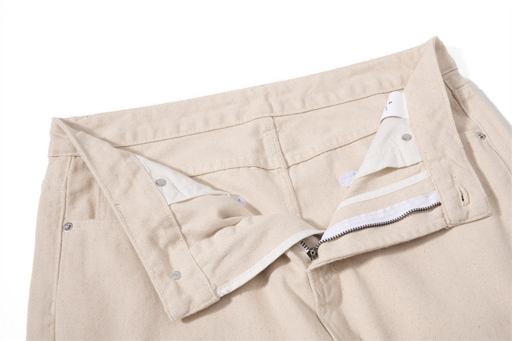 Light Beige Wide-Leg Flared Trousers