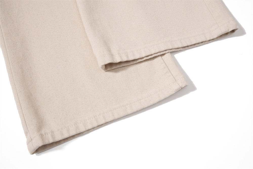 Light Beige Wide-Leg Flared Trousers