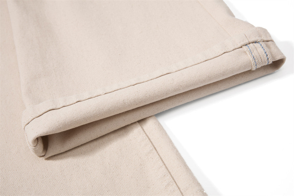 Light Beige Wide-Leg Flared Trousers