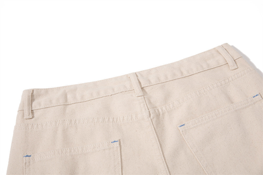 Light Beige Wide-Leg Flared Trousers