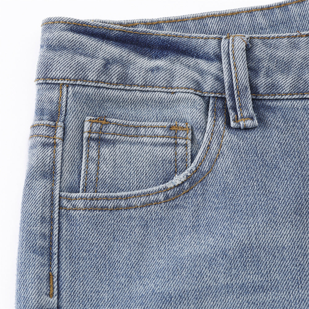 Light Blue Flared Jeans with Star Accents
