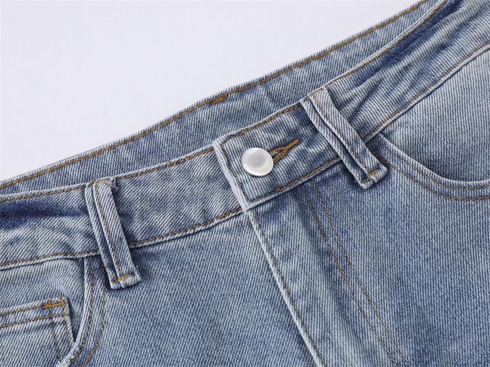 Light Blue Flared Jeans with Star Accents