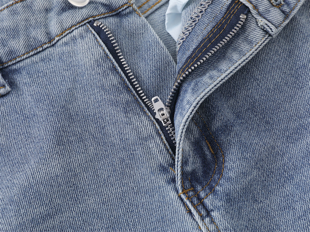 Light Blue Flared Jeans with Star Accents
