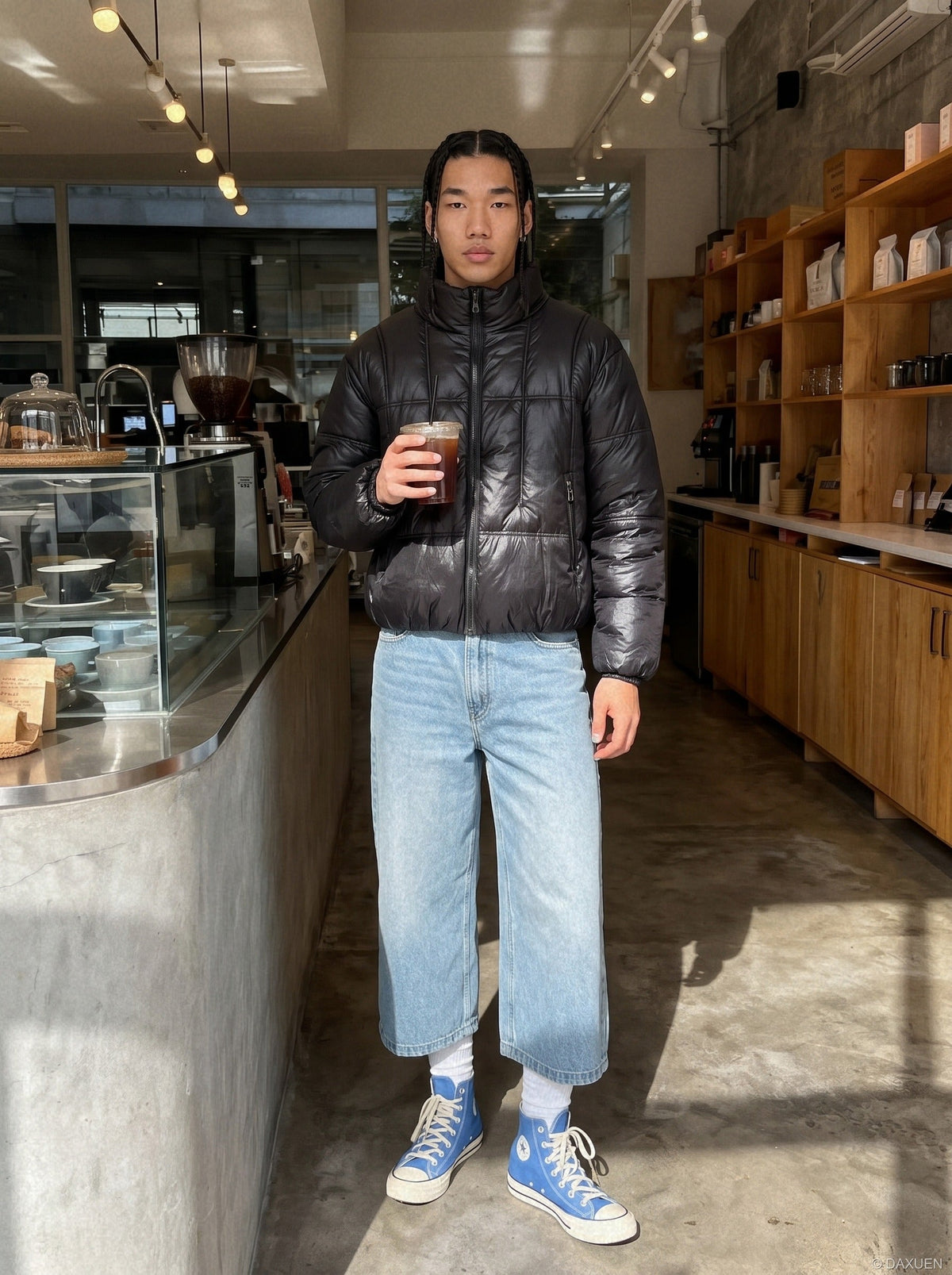 Light Blue Matte Puffer Jacket