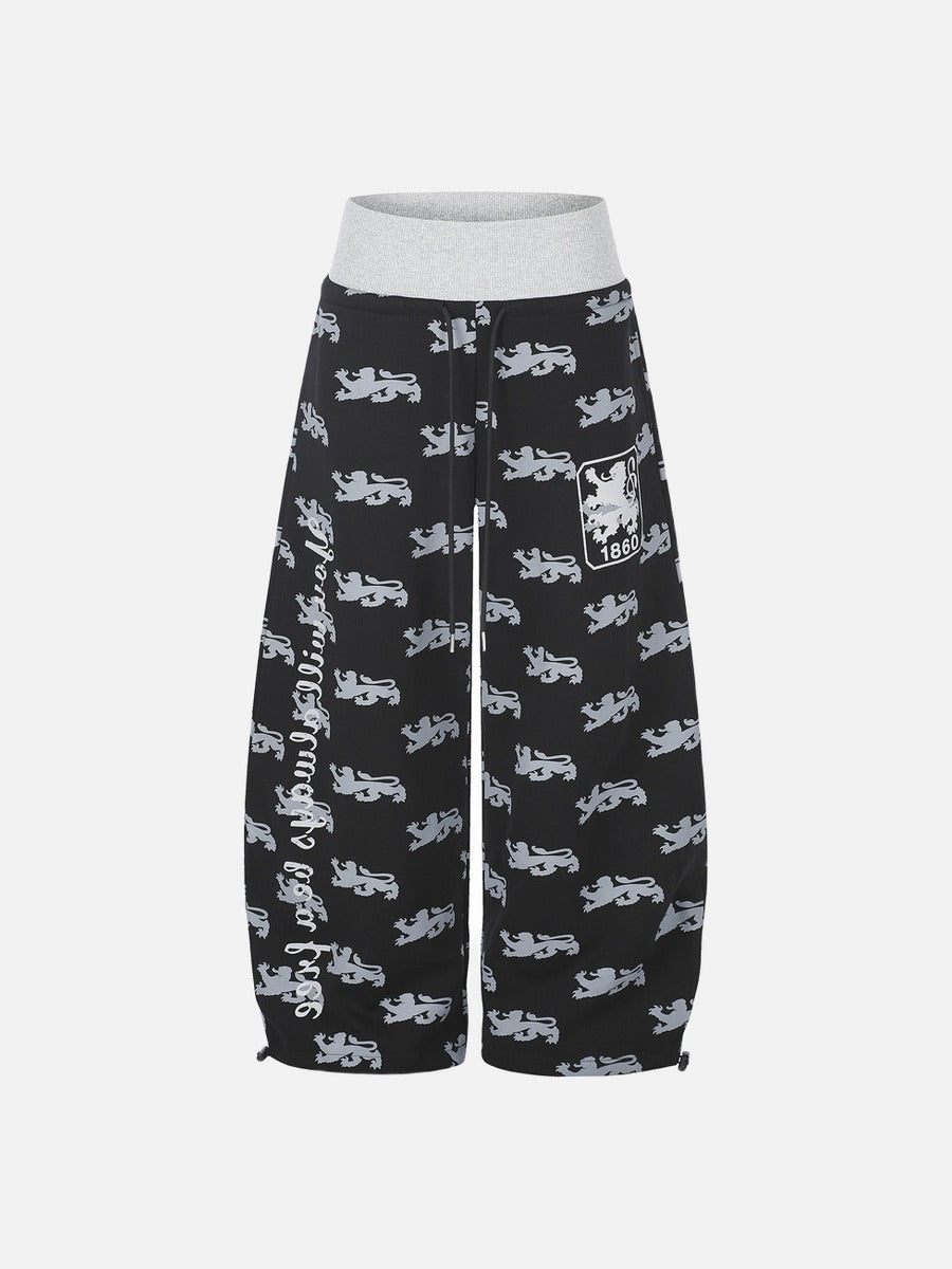 DAXUEN light blue rampant lion graphic jogging pants