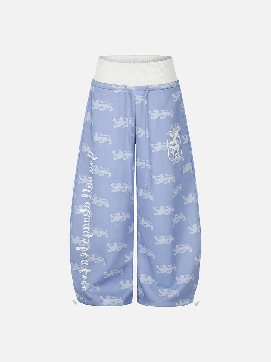 DAXUEN light blue rampant lion graphic jogging pants