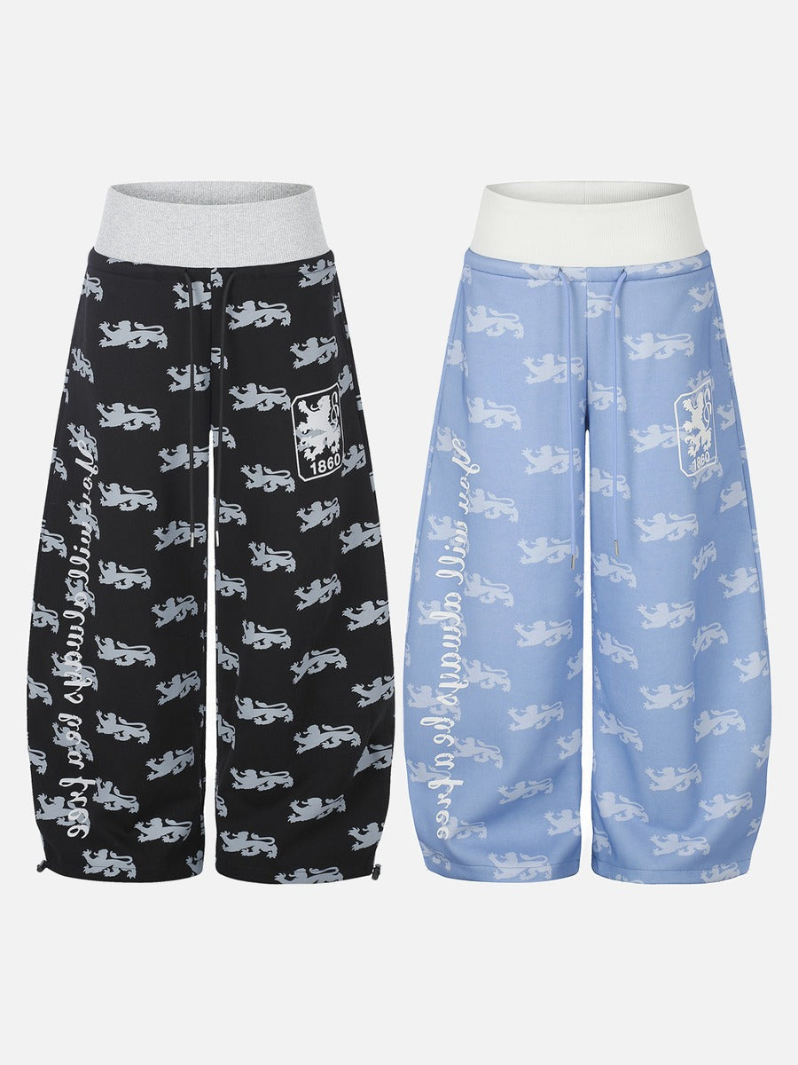 DAXUEN light blue rampant lion graphic jogging pants