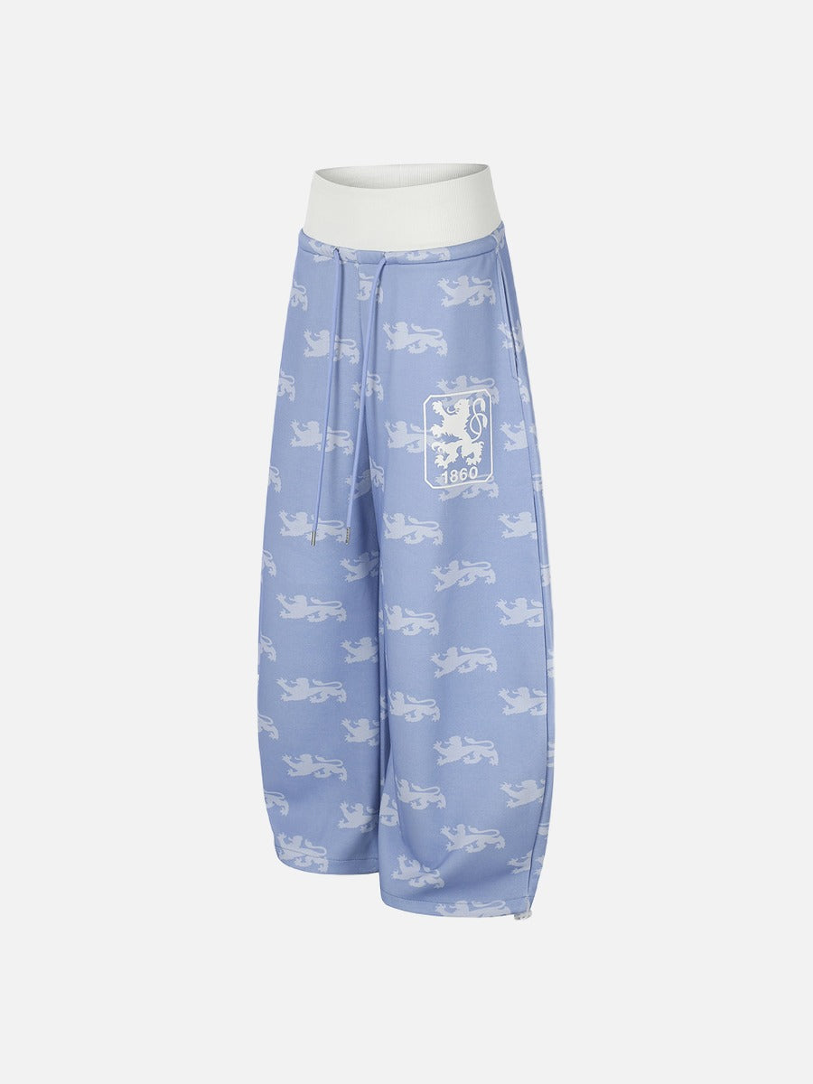 DAXUEN light blue rampant lion graphic jogging pants