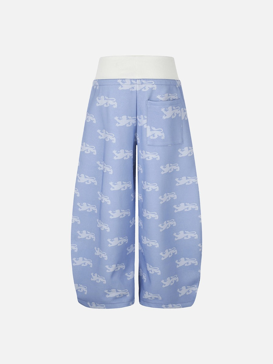 DAXUEN light blue rampant lion graphic jogging pants