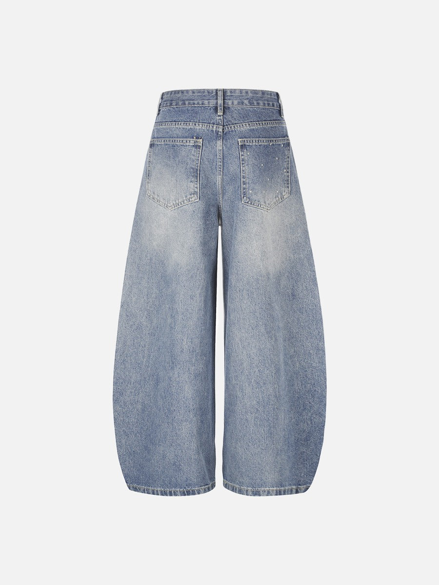DAXUEN light blue wide-leg jeans with studded star graphic