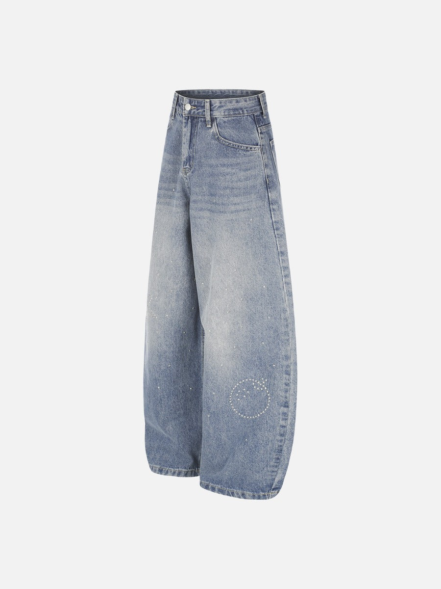 DAXUEN light blue wide-leg jeans with studded star graphic