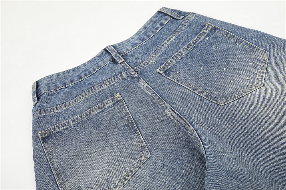 DAXUEN light blue wide-leg jeans with studded star graphic