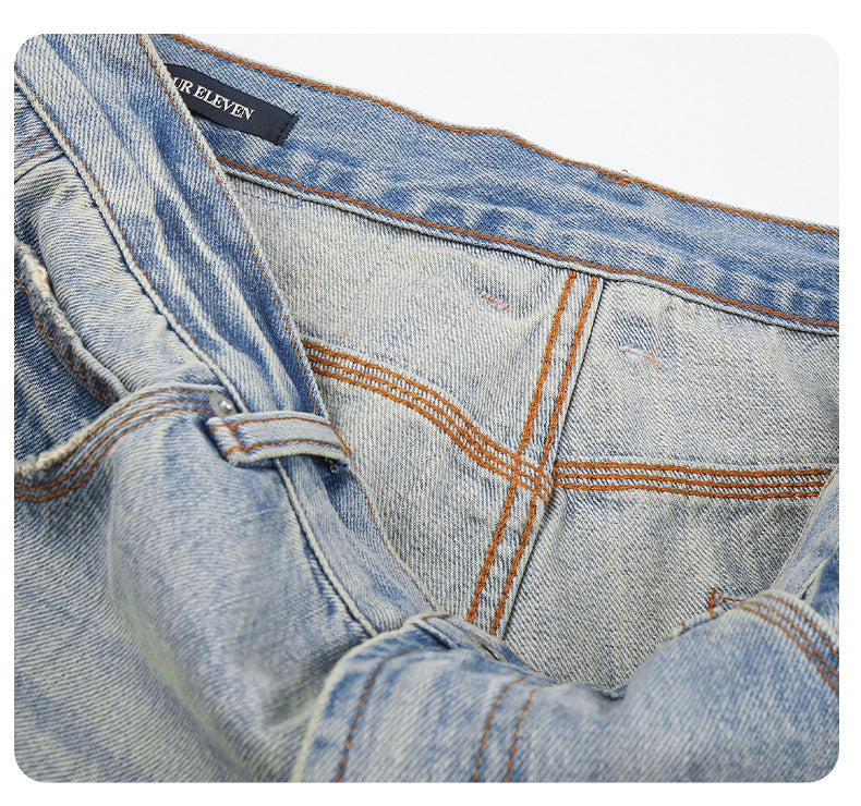 DAXUEN light blue vintage wide-leg denim jeans
