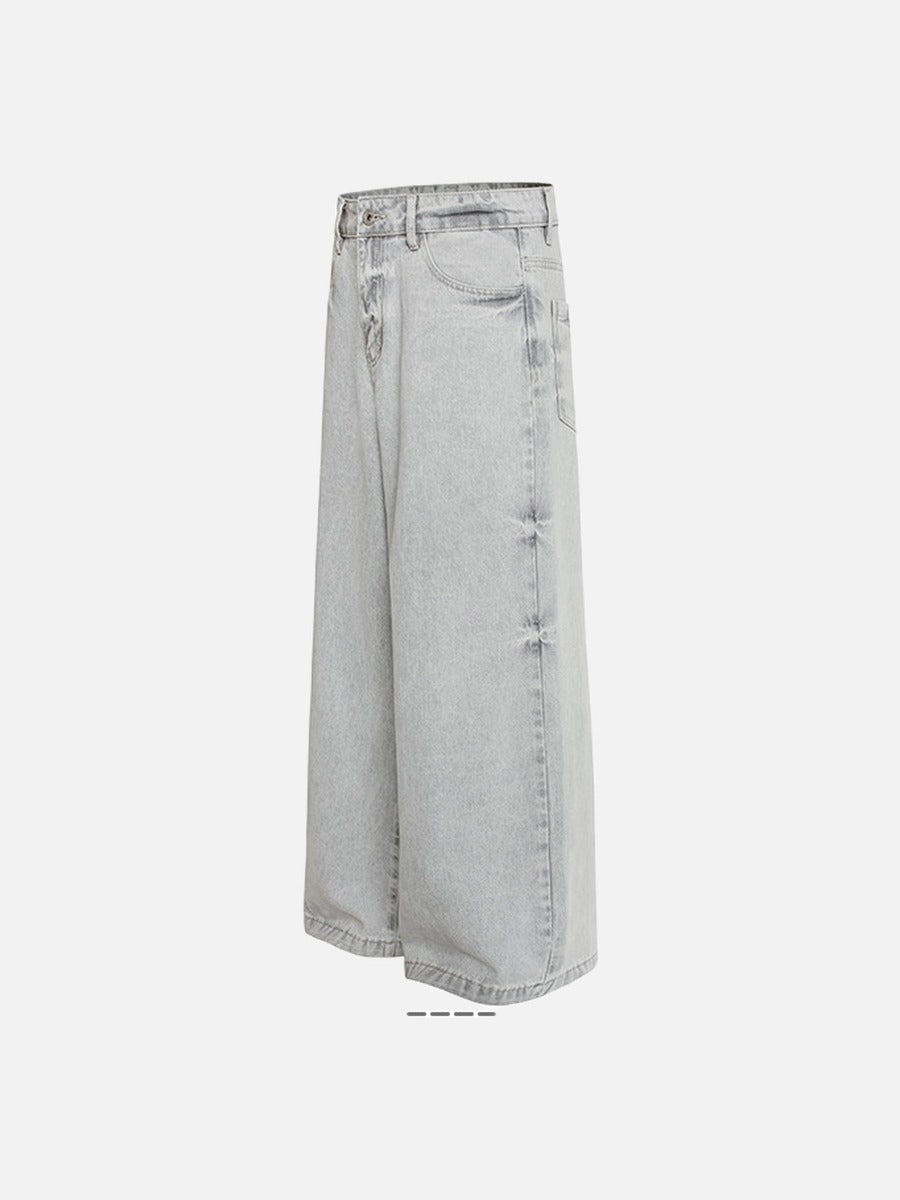 Light Grey Wide-Leg Denim Jeans