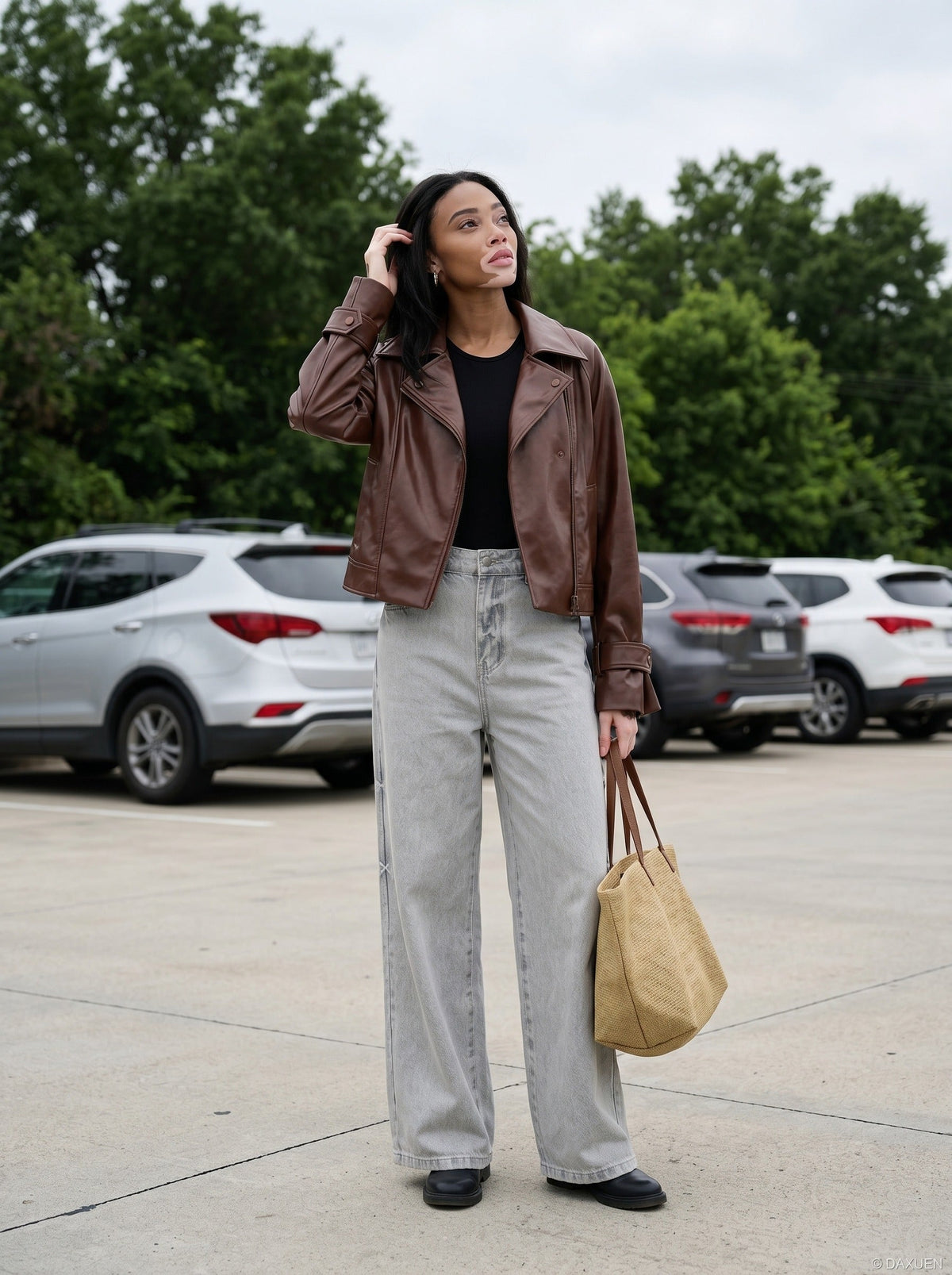 Light Grey Wide-Leg Denim Jeans