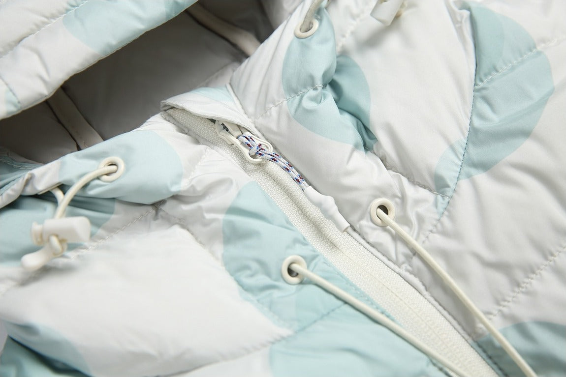 Light Pink Circles Hooded Puffer Jacket
