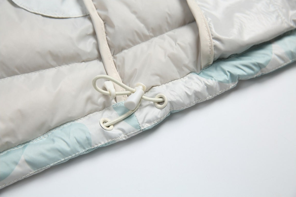 Light Pink Circles Hooded Puffer Jacket