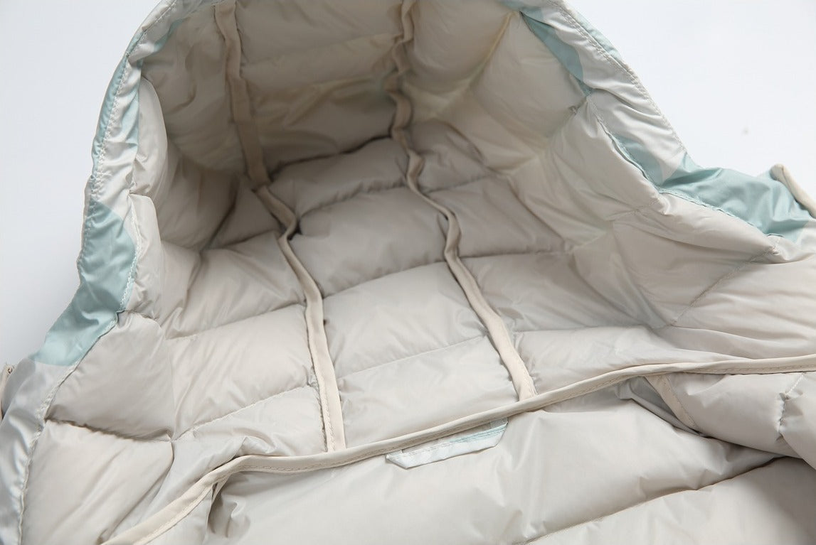 Light Pink Circles Hooded Puffer Jacket
