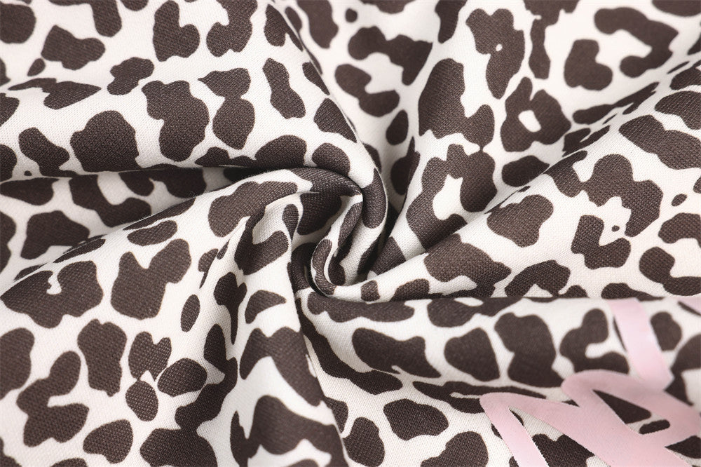 DAXUEN brown and light pink leopard print wide-leg pants