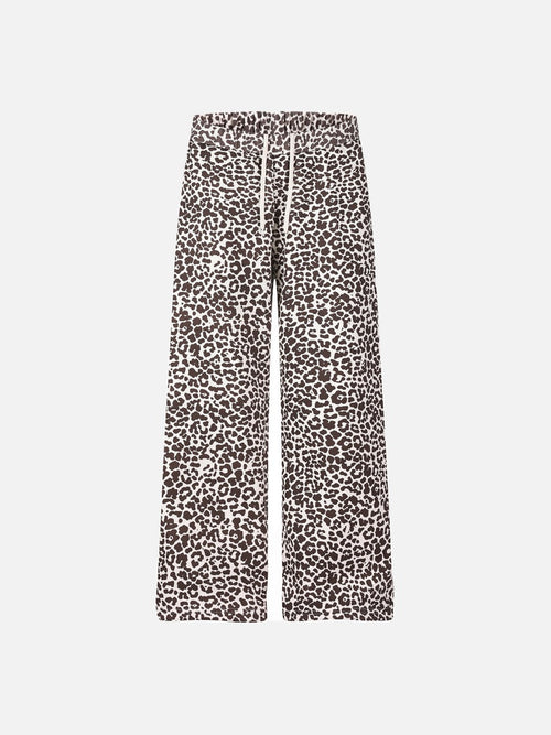 Pantalon large à imprimé léopard rose clair style manuscrit - Rose / S