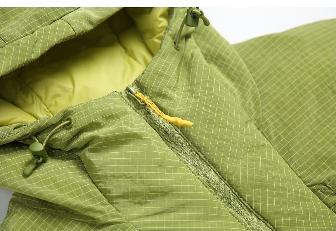 Light Purple Grid Texture Hooded Anorak Jacket