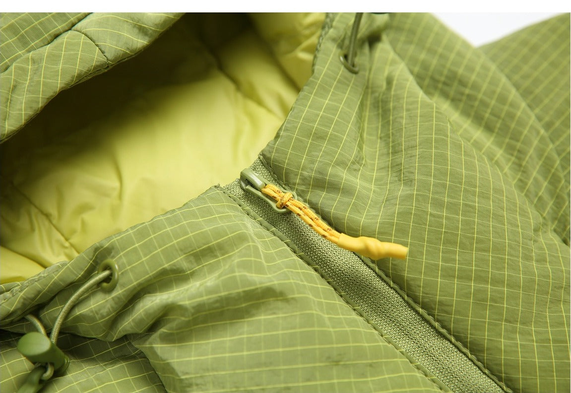 Light Purple Grid Texture Hooded Anorak Jacket