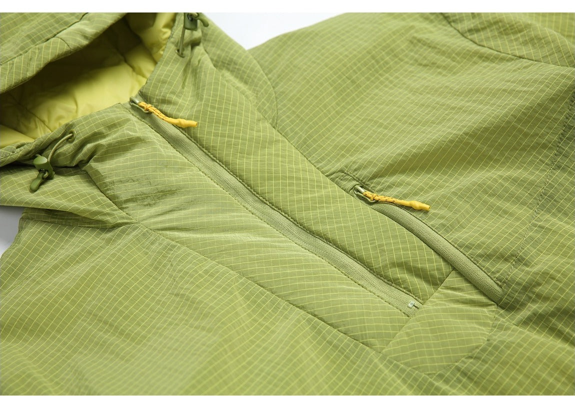 Light Purple Grid Texture Hooded Anorak Jacket