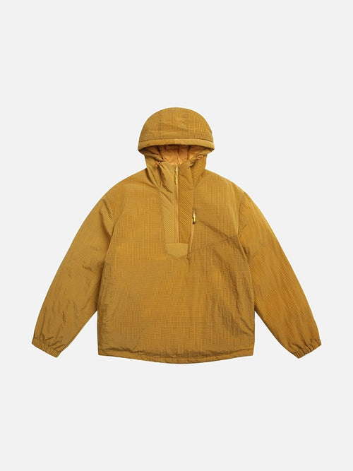 Light Purple Grid Texture Hooded Anorak Jacket - Yellow / S