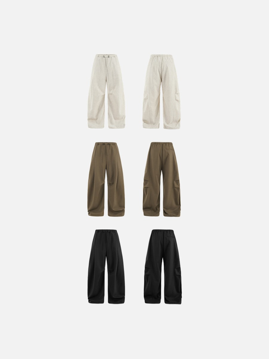 DAXUEN khaki wide-leg drawstring pants