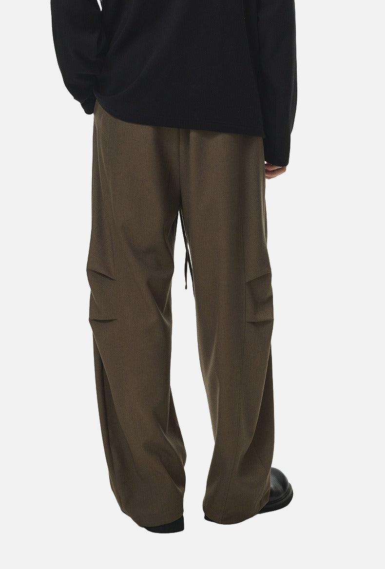 DAXUEN khaki wide-leg drawstring pants