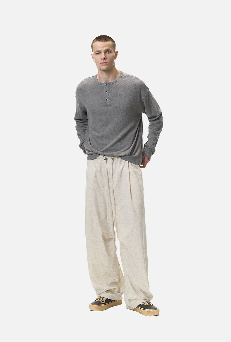 DAXUEN khaki wide-leg drawstring pants