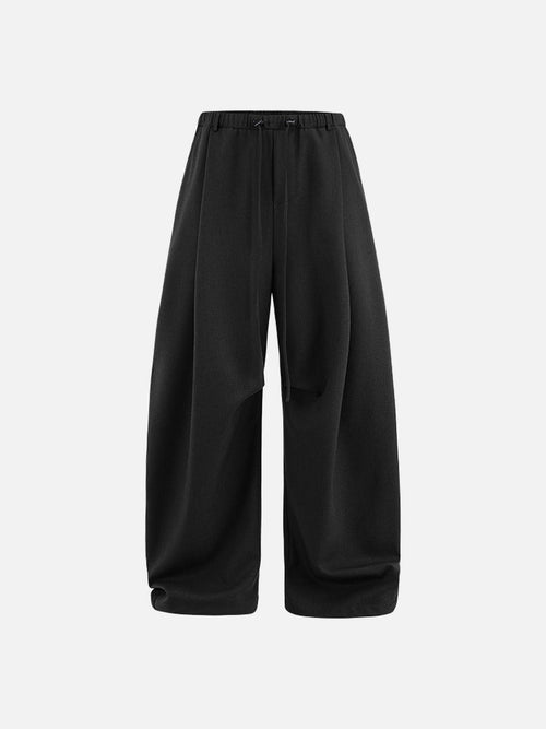 Linen Wide-Leg Drawstring Pants in Khaki - Black Restocking / S
