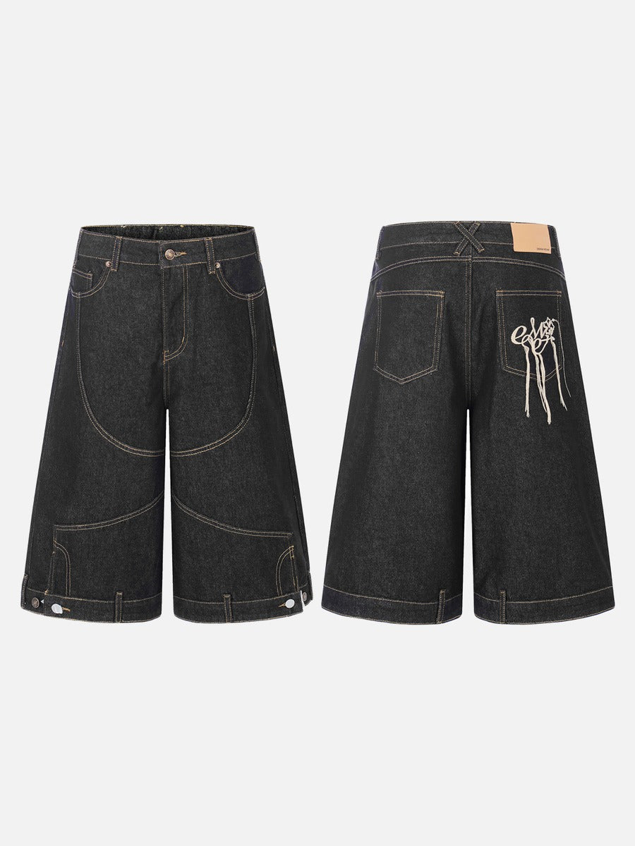 Loose Wide-Leg Denim Shorts