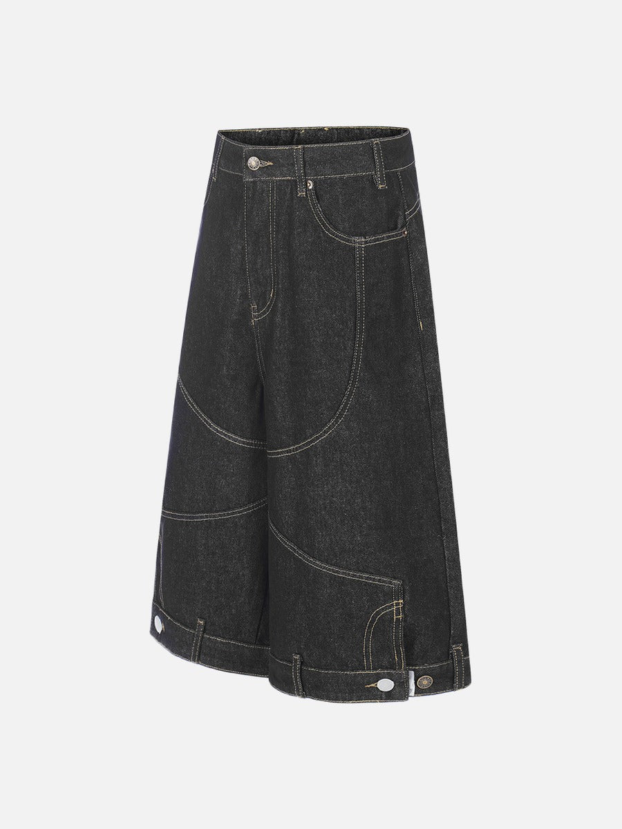 Loose Wide-Leg Denim Shorts