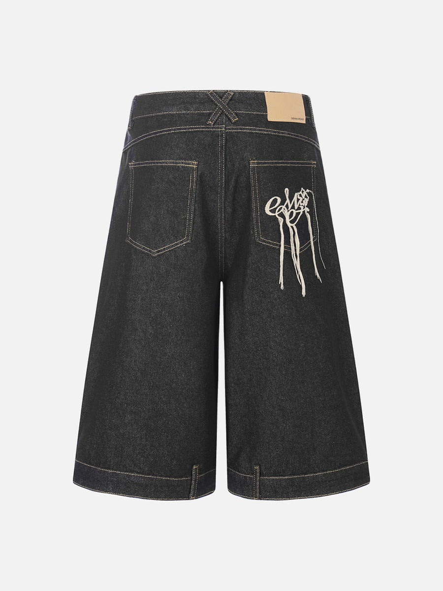 Loose Wide-Leg Denim Shorts