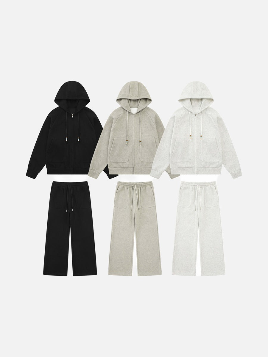 DAXUEN black marled fleece hooded tracksuit set